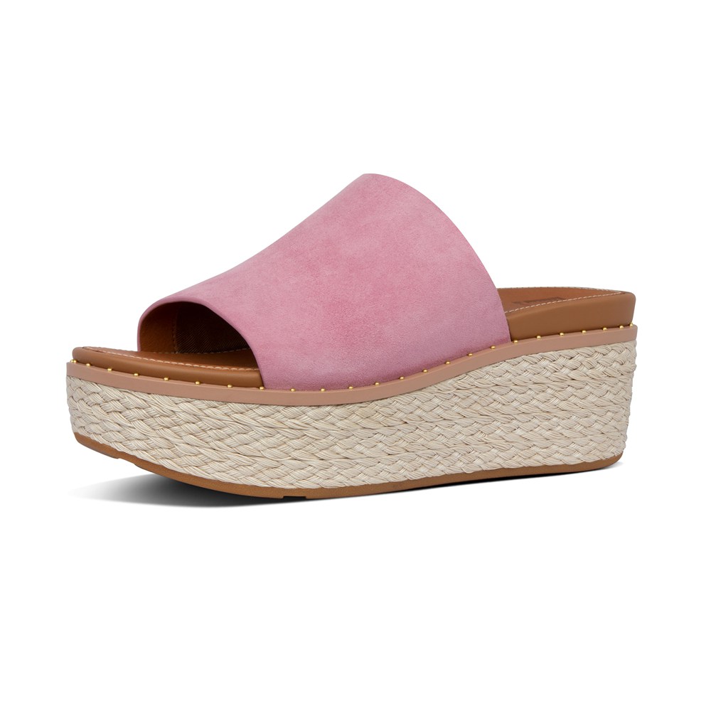 Fitflop Womens Wedge Pink - Eloise Espadrille Suede Slides - 06RQZPGIO